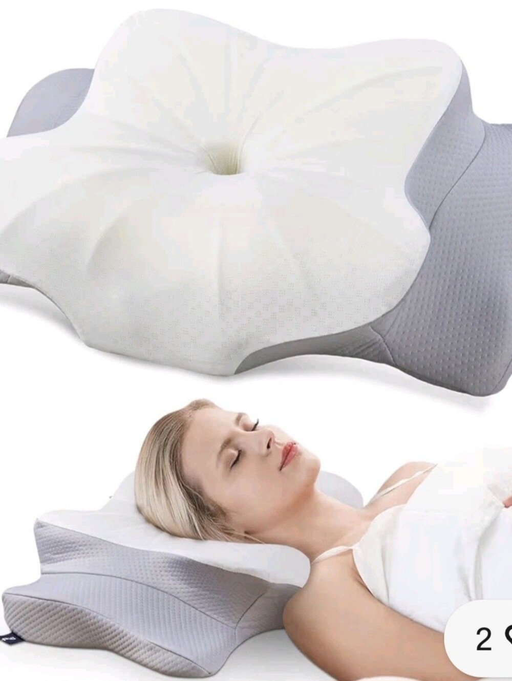 Donama White and Gray Memory Foam Pillow Cervical Pillow For Neck Support